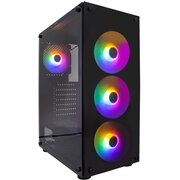 Корпус 1STPLAYER Fire Dancing V3-B (V3-B-4F1)/ATX, TG/4x120mm LED fans inc. 