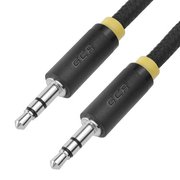  Аудио-кабель Greenconnect Premium GCR-AVC8114-1.0m) jack 3,5mm/jack 3,5mm, нейлон, ультрагибкий, 28 AWG, M/M, экран 1м черный, желтая окантовка 