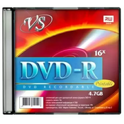  Диск DVD-R VS (VSDVDRIPSL501) 4.7 Gb, 16x, Slim Case (5), Ink Printable (5/200) 