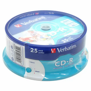  Диск CD-R Verbatim (43439) 700 Mb, 52x, Cake Box (25), DL+, Printable (25/200) 
