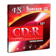  Диск CD-R VS (VSCDRK501) 700 Mb, 52x, Бум. конверт (5), (5/250) 