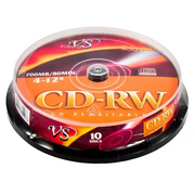 Диск CD-RW VS (VSCDRWCB1001) 700 Mb, 12x, Cake Box (10), (10/200) 