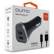  АЗУ QUMO (20734) 3A, 2 USB, 1A+2A черный 