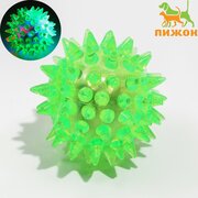  Мяч светящийся для животных малый, TPR, 4,5 см, зелёный (6255215) 