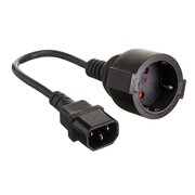  Кабель-переходник ExeGate Power EC-30P EP280681RUS (UPS- розетка) (C14- Евророзетка Schuko, VDE-250V-3*0.75mm2, 10A, медь, черный, 0.15м) 