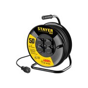  Удлинитель STAYER (55076-50) 3x2.5кв.мм 4розет. 50м КГ черный 