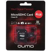  Карта памяти QUMO (QM4GMICSDHC10) 4Gb MicroSDHC Class 10, SD adapter 