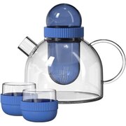  Заварочный чайник и две чашки KissKissFish BoogieWoogie Teapot with cup синий 