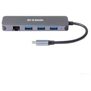  Док-станция D-Link DUB-2334/A1A 3xUSB 3.0, 1xUSB Type-C/PD 3.0 и 1xGigabit Ethernet 
