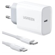  Набор адаптер и кабель UGREEN CD137 (50698) PD Fast Charger 20W + USB-C to Lightning Cable EU белый 