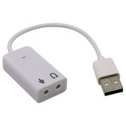  Адаптер Orient с кабелем AU-01SW, USB to Audio, 2 x jack 3.5 mm для подключения гарнитуры к порту USB, белый 