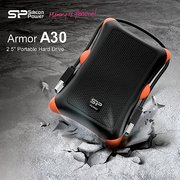  Внешний HDD 1.0TB USB3.0 Silicon Power Armor A30, ударопрочный, чёрный/оранжевый (SP010TBPHDA30S3K) 