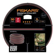  Шланг Fiskars 1027111 3/4" 50м поливочный армированный черный/красный 