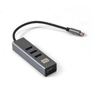  USB-Хаб (концентратор) ExeGate DUB-4TC EX293987RUS (кабель-адаптер USB Type C - 4xUSB3.0, Plug Play, серебристый) 