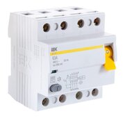  Выключатель IEK ВД1-63 (MDV10-4-063-300) дифф.тока УЗО 63A 300мА AC 4П 400В 4мод белый (упак. 1шт) 
