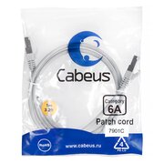  Патч-корд Cabeus (PC-SSTP-RJ45-Cat.6a-1m-LSZH) S/FTP, категория 6а (10G), 2xRJ45/8p8c, экранированный, серый, LSZH, 1м 