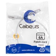  Патч-корд Cabeus (PC-SSTP-RJ45-Cat.6a-0.5m-LSZH) S/FTP, категория 6а (10G), 2xRJ45/8p8c, экранированный, серый, LSZH, 0.5м 