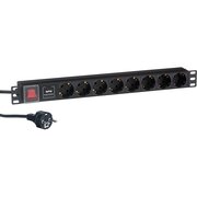  Блок розеток ExeGate ServerPro PDU-19H807 Al-8S-EU2CU-SW-SPD1 (EX280846RUS) 19", 1U, Алюминий, 8 Schuko, кабель с евровилкой VDE-250V-16A-3*1.5mm 