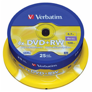 Диск DVD-RW Verbatim (43639) 4.7Gb 4x Cake Box (25шт) 