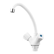  Смеситель для кухни РМС PL4-271F высокий излив, из высокопрочного пластика (Белый) 