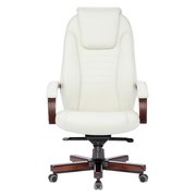  Кресло руководителя Бюрократ T-9923WALNUT слоновая кость кожа крестовина металл/дерево 