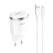  СЗУ HOCO C37A Thunder power single port charger(EU) white + micro 