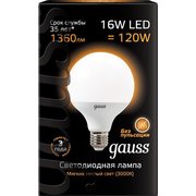  Лампа Gauss LED G95 E27 16W 1400lm 4100K 1 32 SQ105102216 