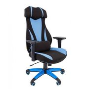  Геймерское кресло Chairman game 14 чёрное/голубое 