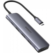  USB Hub UGREEN CM136 70495 USB-C to 3xUSB3.0+HDMI+USB-C Multifunction Adapter space gray 