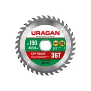  Диск пильный URAGAN Optima 36801-190-30-36_z01 по дереву 190х30/20мм 36Т 