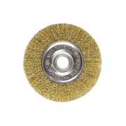  Щетка Matrix 74664 для УШМ, 150мм, посадка 22,2мм, плоская, латунированная витая проволока 