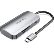  Хаб Vention TOJHB USB-C to HDMI/USB 3.0x3/SD/TF/PD Docking Station Gray 0.15M Aluminum Alloy Type 