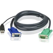  Шнур Aten 2L-5203U мон+клав+мышь USB SPHD15--HD DB15+USB A-Тип Male-2xMale 8+4 проводов опрессованный 3м черный 
