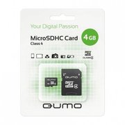  Карта памяти Qumo 4Gb QM4GMICSDHC4 Class 4, SD adapter 