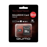  Карта памяти Qumo 32GB QM32GMICSDHC10 Сlass 10 с адаптером SD 