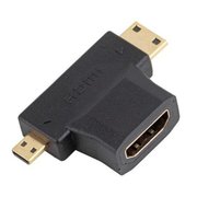  Переходник аудио-видео HDMI (f)/Micro HDMI (m)/Mini HDMI (m) черный (+ Mini HDMI (Male)) 