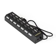 USB-Хаб концентратор ExeGate DUB-72SW EX293978RUS кабель-адаптер USB2.0 -- 7xUSB2.0 кнопки включения/отключения для каждого порта Plug&Play черный 