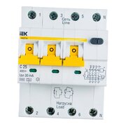 Выключатель автоматический дифференциального тока IEK АВДТ-34 ИЭК MAD22-6-025-C-30 3п+N 2модуля C 25A 30mA тип A 6kA 