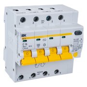  Выключатель автоматический дифференциального тока IEK АД-14 ИЭК MAD10-4-016-C-030 4п 6.5модуль C 16A 30mA тип AC 4.5kA 