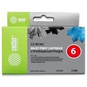  Картридж струйный Cactus CS-BCI6C голубой для Canon S800/ S820/ S900/ S9000; i550 (12ml) 