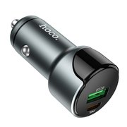 АЗУ HOCO Z42 Light road dual port digital display PD20W+QC3.0, metal gray 