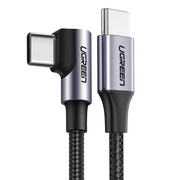  Кабель UGREEN US255 50123 USB-C to Angled USB2.0-C Round Cable M/M Aluminum Shell Nickel Plating 1m Gray Black 