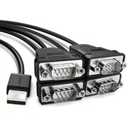  Кабель UGREEN US229 30770 USB-A 2.0 To 4 Serial DB9 RS-232 Male Adapter Cable 1.5m Black 