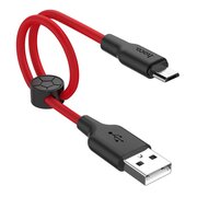  Дата-кабель HOCO X21 Plus Silicone charging micro 0,25 м (чёрно-красный) 