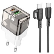  СЗУ BOROFONE BA80A Scenery PD20W+QC3.0 charger set Type-C to Type-C (EU) (прозрачно черный) 