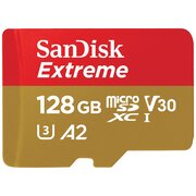  Карта памяти microSDXC SanDisk EXTREME SDSQXAA-128G-GN6MA 128GB Class 10, UHS-I, W90, R 190 МБ/с, адаптер на SD 