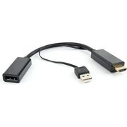  Конвертер Cablexpert DSC-HDMI-DP HDMI--DisplayPort HD19M+USBxHD20F черный 