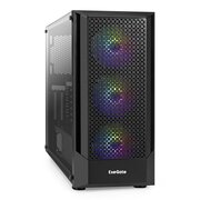  Корпус ExeGate EVO-8227 EX295765RUS Miditower (ATX, без БП, 2*USB+1*USB3.0+HD Audio, черный, 3 вент. с RGB подсветкой, бок. панель - зак. стекло) 