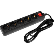  Сетевой фильтр PC Pet AP01006-E-B 1.8м (5 розеток) черный (пакет ПЭ) 