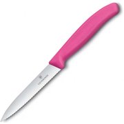  Нож кухонный Victorinox Swiss Classic (6.7736.L5) стальной для овощей лезв.100мм серрейт. заточка розовый 